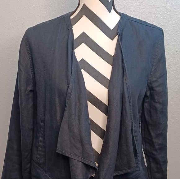 Garnet Hill 100 % Linen Sz S Easy Drape Open Front Jacket - Picture 4 of 11